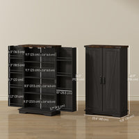 Farmhouse Kitchen Pantry Storage Cabinet, Kitchen Pantry Cabinet with Doors and Adjustable Shelves, Black
