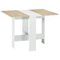 Drop Leaf Dining Table Wood Folding Table Multi-Use Side Table Dining Desk Space Saving Table, White/Oak