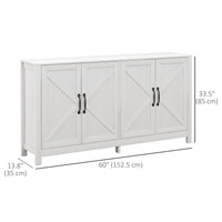 Sideboard Buffet, Storage Cabinet with Barn Door and Adjustable Shelf, TV Stand for TVs up to 65 Inches, White
