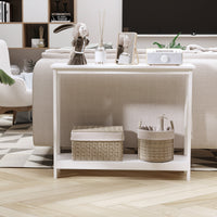40" Console Table, 2 Tier X-Design Narrow Entryway Table with Storage Shelf for Behind Couch, Living Room, Hallway, White