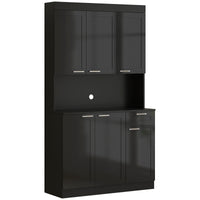 71" Kitchen Pantry Storage Cabinet, Storage Buffet with Hutch, Adjustable Shelves for Living Room, High Gloss Black