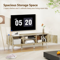 TV Stand for 65 Inch Television, Entertainment Center with Adjustable Shelves and Pine Wood Legs for Living Room, Oak