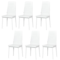 High Back Dining Chairs, Modern Upholstered PU Leather Accent Chairs with Metal Legs for Kitchen, Set of 6, White