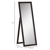 58" x 20" Full Length Mirror with Frame, Floor Standing Mirror, Rectangular Full Body Mirror for Bedroom, Living Room, Brown