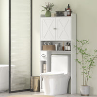Farmhouse Over the Toilet Cabinet with Barn Doors, Over the Toilet Storage Cabinet with Adjustable Shelf, White