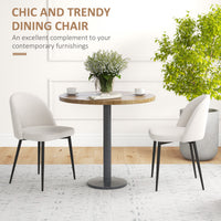 Set of 2 Mid-Back Dining Chair, Mid-Back Velvet-touch Upholstery Kitchen Chair for Living Room Dining Room, Cream White