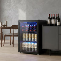 2.4 Cu.Ft Beverage Refrigerator, 70 Can Beverage Fridge Cooler with Double-Layer Glass Door