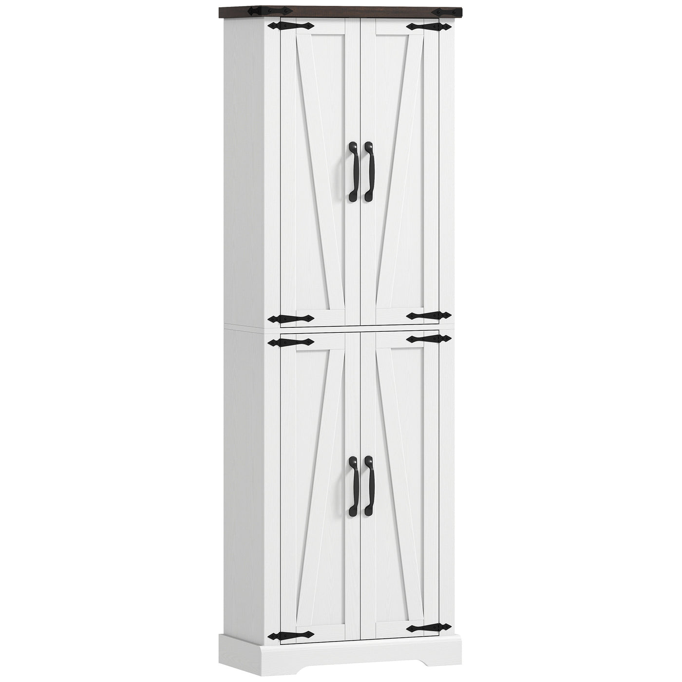 72" Pantry Cabinet, Farmhouse Freestanding Kitchen Storage Cabinet with Adjustable Shelves for Dining Room, White