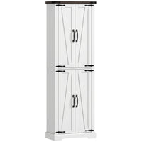 72" Pantry Cabinet, Farmhouse Freestanding Kitchen Storage Cabinet with Adjustable Shelves for Dining Room, White