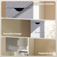 Tall Bathroom Storage Cabinet, Narrow Bathroom Cabinet with Drawers and Open Shelves for Small Spaces, White and Grey