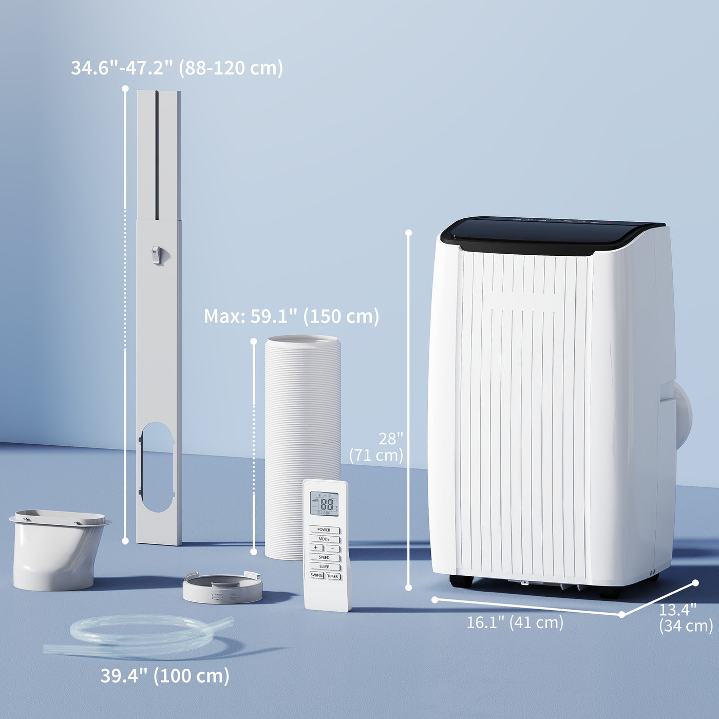 12000 BTU 5-in-1 Portable Air Conditioner with Cool, Heat, Dehumidifier, Fan, Sleep, WiFi Voice Control, White