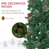 6.5ft Pencil Christmas Tree, Artificial Christmas with Pine Needles, Realistic Branches, Pine Cones, Metal Base, Green
