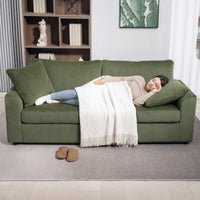 3 Seater Sofa, 83.5" Modern Upholstered Couch with Pocket Spring and 2 Scatter Cushions for Living Room, Green