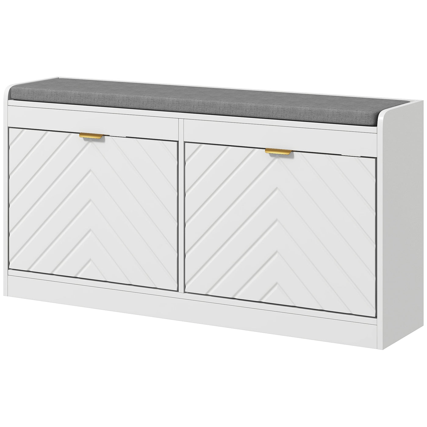 Shoe Storage with Seat, Upholstered Hallway Bench, Shoe Bench with 2 Flip Drawers and 4 Vents for 8 Pairs of Shoes