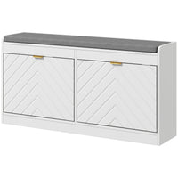 Shoe Storage with Seat, Upholstered Hallway Bench, Shoe Bench with 2 Flip Drawers and 4 Vents for 8 Pairs of Shoes