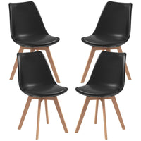 Modern Dining Table Chairs Set of 4, Rubber Wood Kitchen Table Chairs with PU Leather Cushion for Living Room, Bedroom