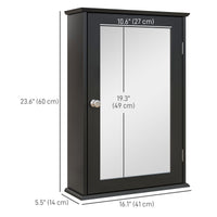 Bathroom Mirror Cabinet, Wall Mounted Medicine Cabinet with Door and Shelves, Black