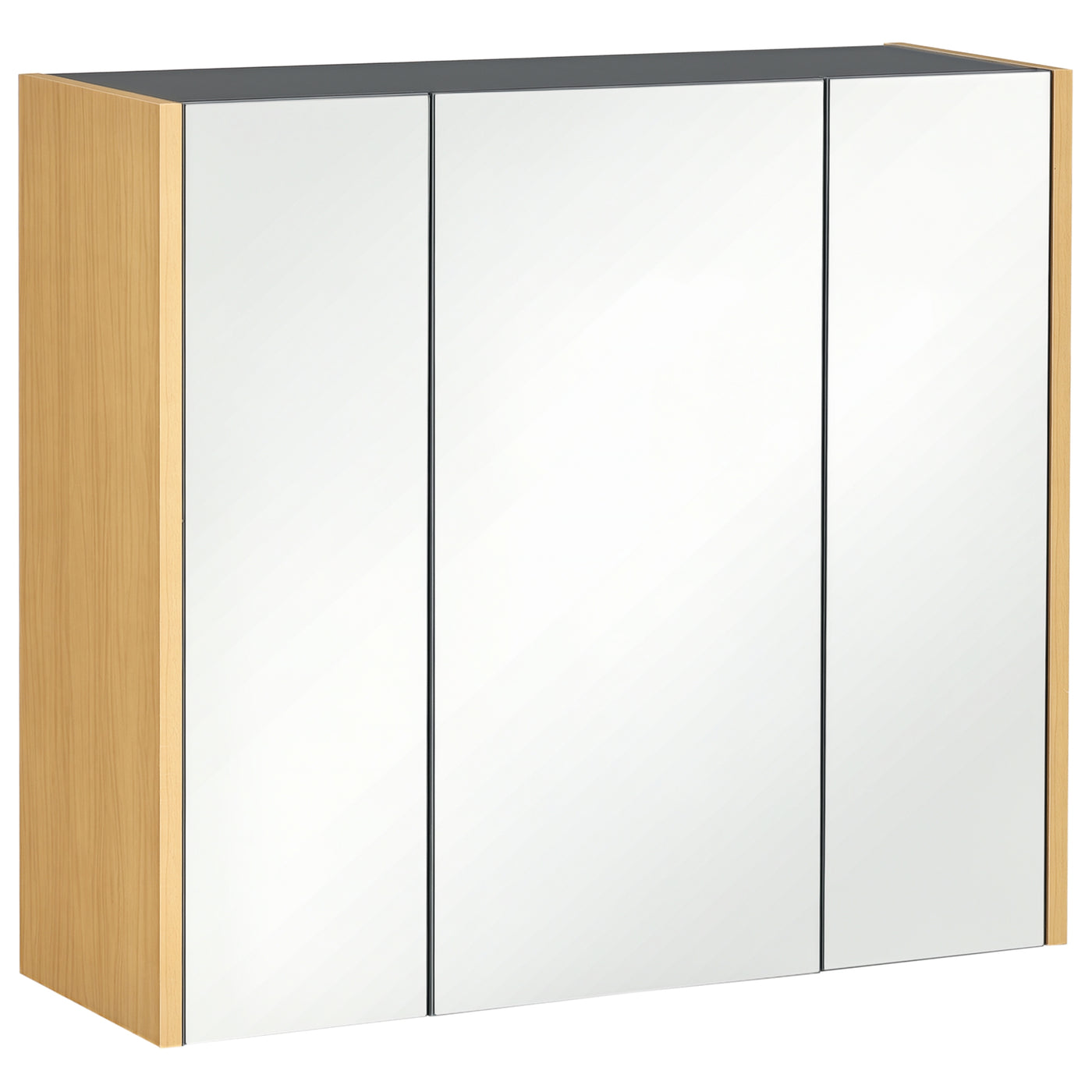 Wall Mounted Medicine Cabinet with Mirror Wall Mirror Cabinet with 3 Doors and Adjustable Storage Shelves Gray
