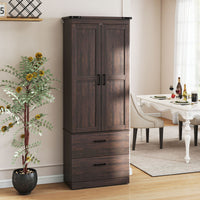 67" Tall Kitchen Pantry Storage Cabinet, Kitchen Pantry Cabinet with Doors, Drawers and Adjustable Shelves