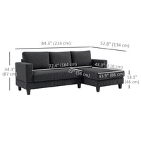 L Shaped Couch, L Shape Sofa with Chaise Lounge and Spring Cushion for Living Room, Bedroom, Grey