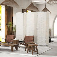 6ft Folding Room Divider, 6 Panel Wall Partition with Wooden Frame for Bedroom, Home Office, White