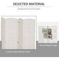 6ft Folding Room Divider, 6 Panel Wall Partition with Wooden Frame for Bedroom, Home Office, White