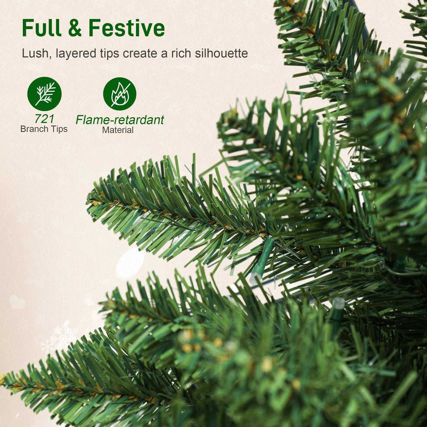 9ft Christmas Tree with Colourful DIY Synchronized LEDs, Hinged Pencil Xmas Tree with Remote, Daily Timer, Green
