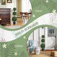 2 Pack 40" Artificial Trees, Boxwood Topiary Ball Trees with Pot for Indoor, Outdoor, Home Office, Living Room, Green
