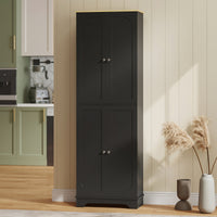 72" Tall Pantry Cabinet, Kitchen Pantry Cabinet with Adjustable Shelves, Storage Cabinet with 4 Doors, Black