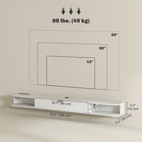 71" Floating TV Stand for TVs up to 75 Inch, Wall Mounted Media Console with Flip Drawer and 2 Open Shelves, White