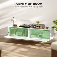 Floating TV Stand with Storage Cupboards for 45, 55, 65in TVs, Wall Mounted TV Console Entertainment Unit, White