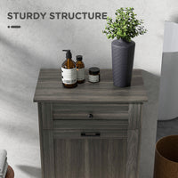 Kitchen Tilt Out Trash Bin Cabinet, Free Standing Recycling Cabinet, Trash Can Holder with Drawer, Charcoal Grey