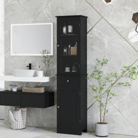 Tall Bathroom Cabinet, Bathroom Storage Cabinet with Drawers, 2 Doors and Adjustable Shelves, Black