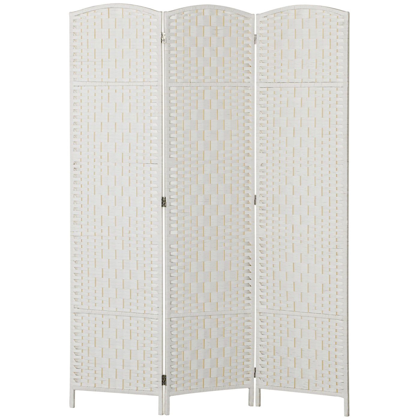 6ft Folding Room Divider, 3 Panel Wall Partition with Wooden Frame for Bedroom, Home Office, White