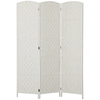 6ft Folding Room Divider, 3 Panel Wall Partition with Wooden Frame for Bedroom, Home Office, White