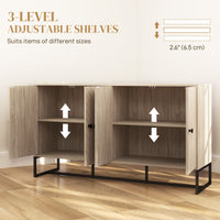 Sideboard Buffet Cabinet with 2 Adjustable Shelves and Steel Base, TV Stand, Coffee Bar Cabinet for Living Room, Oak