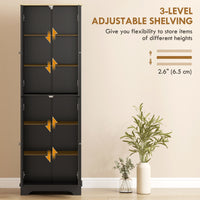 72" Tall Pantry Cabinet, Kitchen Pantry Cabinet with Adjustable Shelves, Storage Cabinet with 4 Doors, Black
