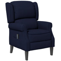 Push Back Recliner Chair, Vibration Massage Recliner for Living Room with Extendable Footrest, Remote, Pocket, Blue